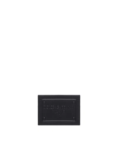 Dolce & Gabbana Embossed Logo Card Holder In Black