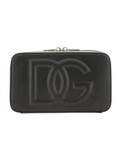 Dolce & Gabbana Embossed-logo Cross-body Bag In Black