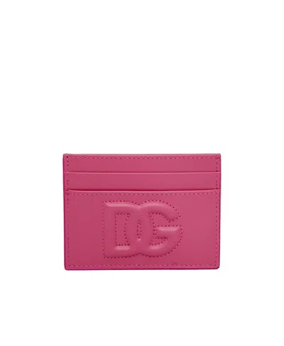 Dolce & Gabbana Embossed-logo Detail Cardholder In Pink