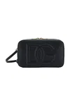 Dolce & Gabbana Black Crossbody Bag With Quilted Logo In Leather Woman In Black