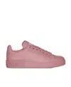Dolce & Gabbana Embossed-logo Leather Sneakers In Pink