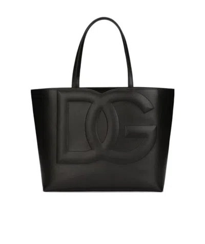 DOLCE & GABBANA DOLCE  GABBANA LOGO EMBOSSED MEDIUM SHOPPER BAG