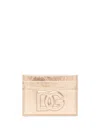 Dolce & Gabbana Embossed-logo Metallic-effect Wallet In Gold