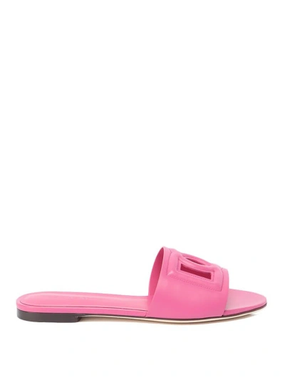 Dolce & Gabbana 10mm Bianca Leather Slide Sandals In Pink