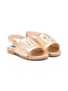 Dolce & Gabbana Embossed-logo Sandals In Gold