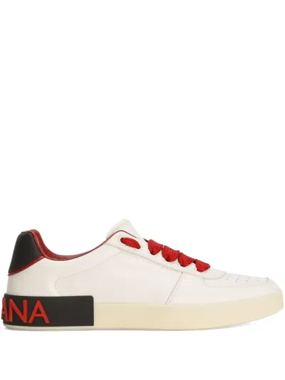 Dolce & Gabbana Portofino Sneakers In Nappa Leather In White