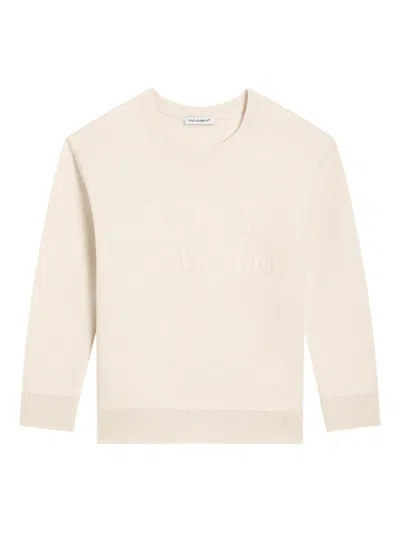 Dolce & Gabbana Kids' Embossed-logo Sweater In Neutral