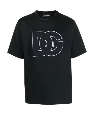 Dolce & Gabbana Embossed Logo T-shirt In Black