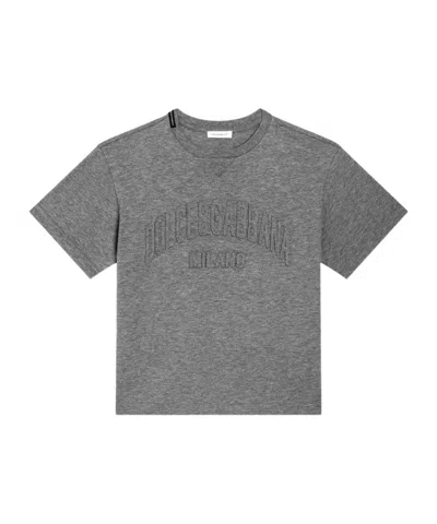 Dolce & Gabbana Kids' Embossed-logo T-shirt In Gray
