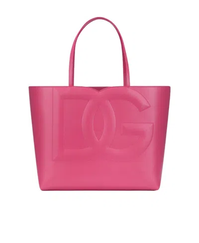 Dolce & Gabbana Embossed-logo Tote Bag In Pink