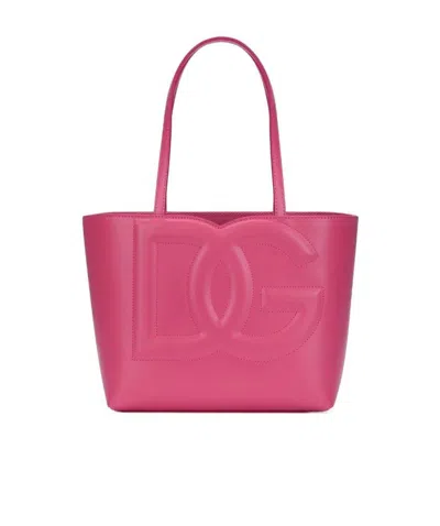 Dolce & Gabbana Embossed-logo Tote Bag In Red