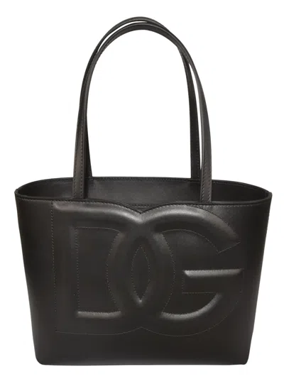 Dolce & Gabbana Embossed Logo Tote In Black