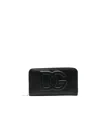 Dolce & Gabbana Calfskin Zip-around Wallet With Dg Logo In Black