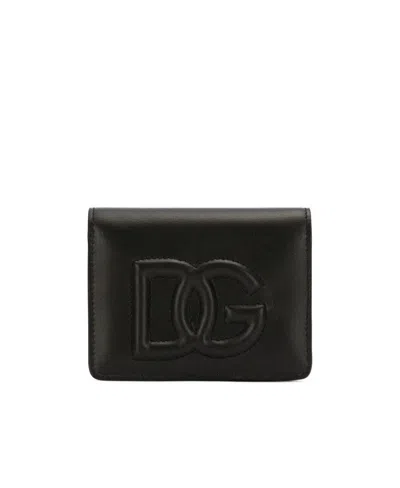 Dolce & Gabbana Embossed-logo Wallet In Black