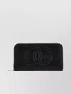 Dolce & Gabbana Calfskin Zip-around Wallet With Dg Logo In Black