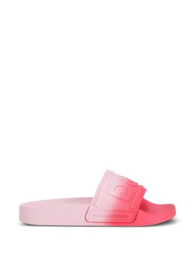 Dolce & Gabbana Kids' Embossed Slides Slippers In Pink