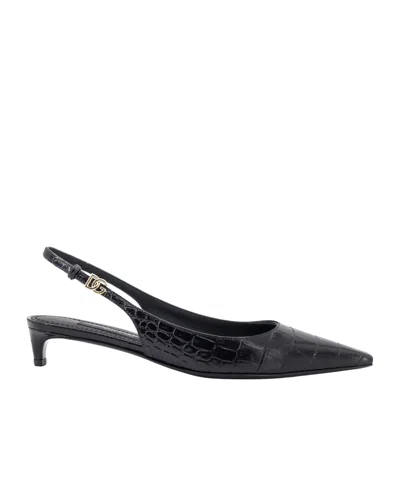 DOLCE & GABBANA DOLCE  GABBANA EMBOSSED SLINGBACK PUMPS