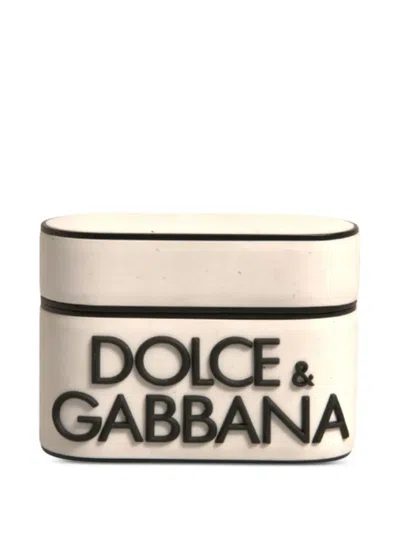 Dolce & Gabbana Pvc Logo Oval Airpods Case Holder In Multi