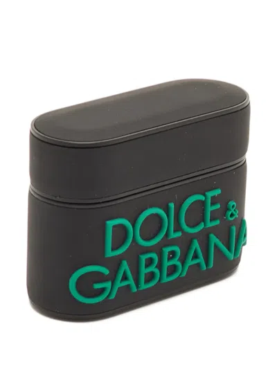 Pre-owned Dolce & Gabbana Embossed-logo Airpods Pro Case In Black