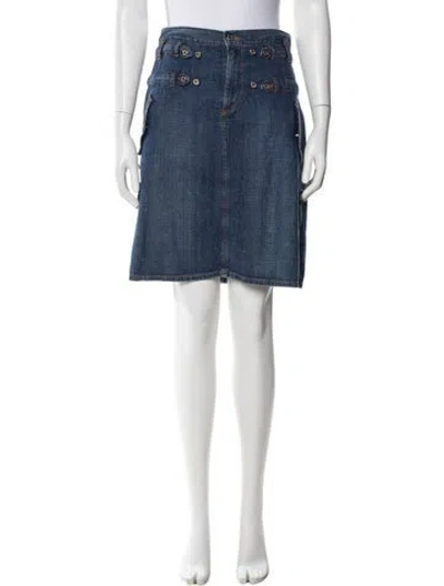 Pre-owned Dolce & Gabbana Embroidered Accent Knee-length Skirt In Blue