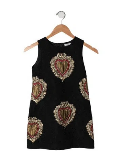Pre-owned Dolce & Gabbana Kids' Embroidered Accent Sleeveless Dress In Black