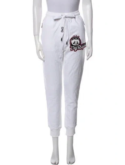 Pre-owned Dolce & Gabbana Embroidered Accent Sweatpants In White