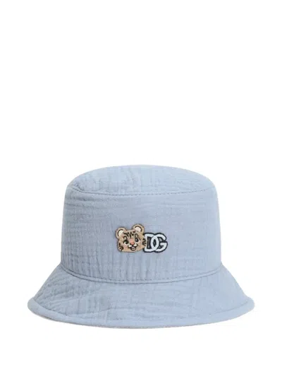 Dolce & Gabbana Babies' Embroidered Bucket Hat In Blue