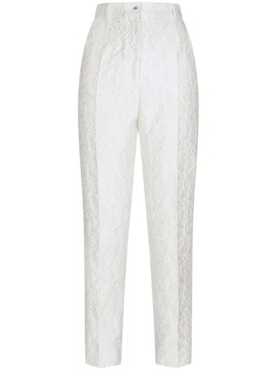 Dolce & Gabbana Embroidered Cigarette Trousers In White