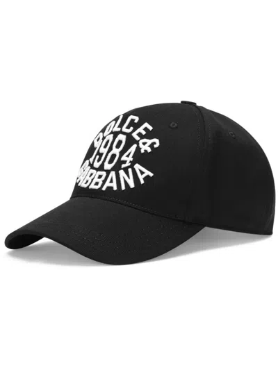 Dolce & Gabbana Embroidered Cotton Cap In Black