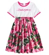 Dolce & Gabbana Embroidered Cotton Poplin Dress In Multicoloured