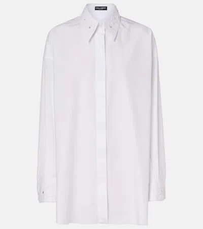 Dolce & Gabbana Embroidered Cotton Poplin Shirt In White
