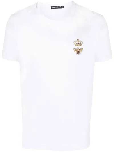 Dolce & Gabbana Embroidered Cotton T-shirt In White