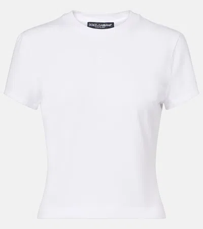 Dolce & Gabbana Embroidered Cotton-blend Jersey T-shirt In White