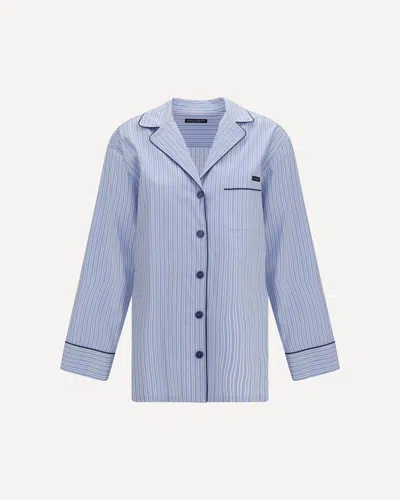 Dolce & Gabbana Embroidered Cotton-blend Shirt In Blue