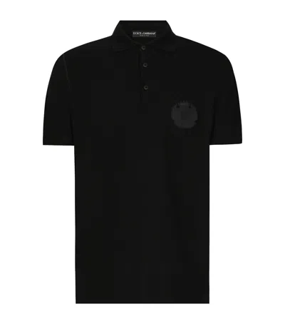 Dolce & Gabbana Chest Embroidered-logo Polo T-shirt In Black