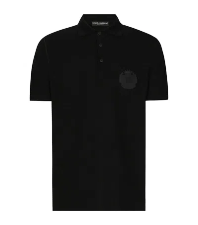 Dolce & Gabbana Embroidered Crest Polo Shirt In ブラック