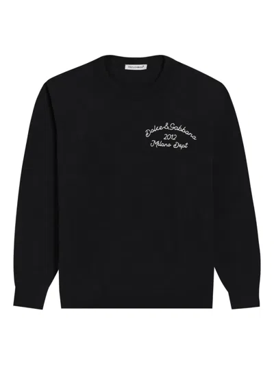 Dolce & Gabbana Kids' Embroidered Crew-neck Sweater In Black