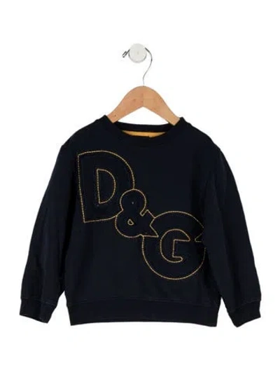 Pre-owned Dolce & Gabbana Babies' Embroidered Crewneck Sweatshirt In Blue