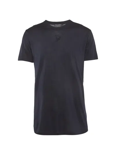 Pre-owned Dolce & Gabbana Embroidered Crew-neck T-shirt In Blue
