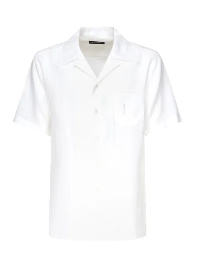 Dolce & Gabbana Embroidered Cuban Collar Linen Shirt