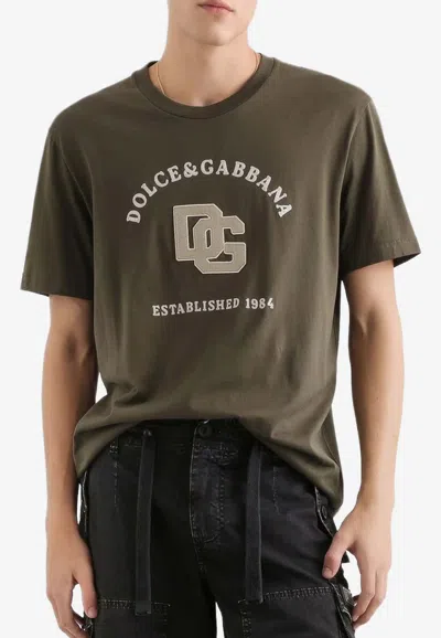 Dolce & Gabbana Short Sleeve Crew Neck Mens T Shirt In Brown