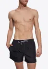 Dolce & Gabbana Printed Swim Trunks With Mid-length And Logo In Black