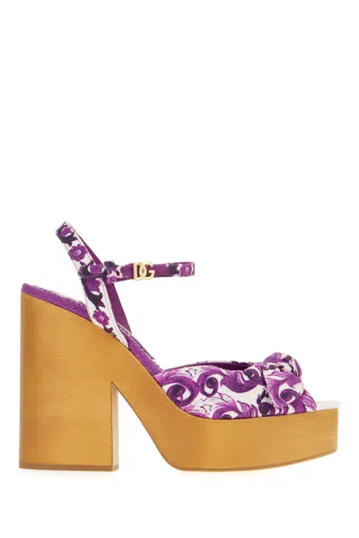 DOLCE & GABBANA EMBROIDERED FABRIC SANDALS