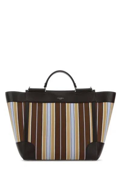 Dolce & Gabbana Embroidered Fabric Sicily Shopping Bag In Multi