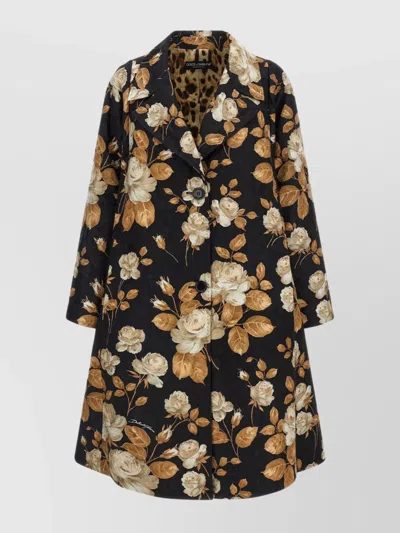 DOLCE & GABBANA EMBROIDERED FLORAL PATTERN COAT WITH LONG SLEEVES