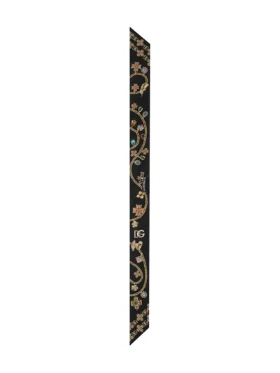 Dolce & Gabbana Embroidered Floral Scarf In Black