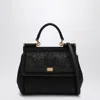 Dolce & Gabbana Black Embroidered Handbag Sicily Medium