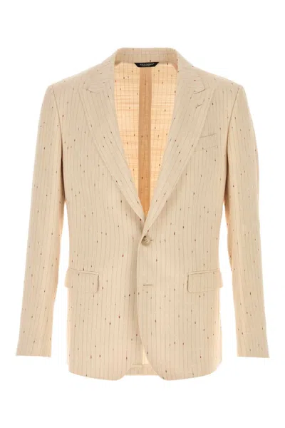 Dolce & Gabbana Embroidered Jersey Blazer In Neutral
