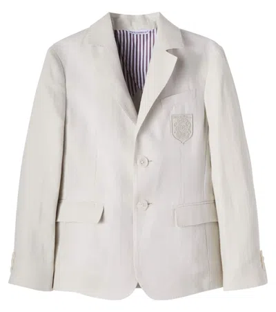 Dolce & Gabbana Kids' Embroidered Linen Jacket In Gray