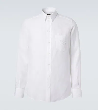 Dolce & Gabbana Embroidered Linen Shirt In White